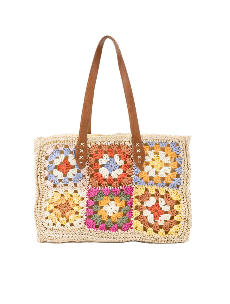 Sac de plage en crochet avec motifs colorés